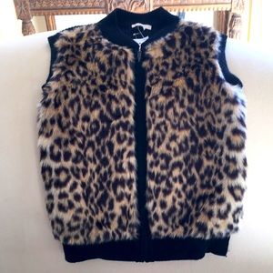 NWT Girls Crewcuts Cheetah Faux Fur Vest